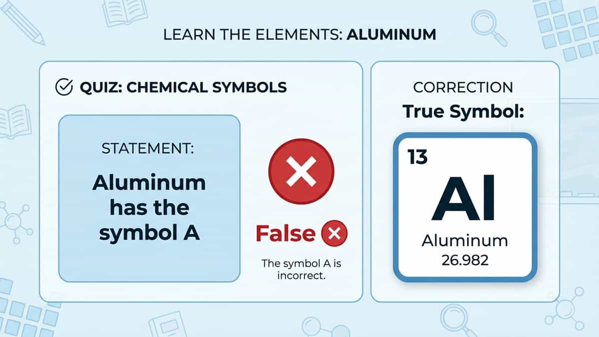 Aluminium symbol true or false A vs Al explanation